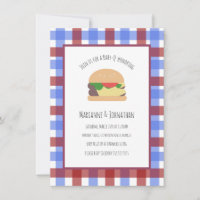 Baby Shower BBQ Backyard Hamburger Plaid