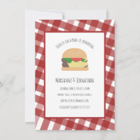 Baby Shower BBQ Backyard Hamburger Plaid Red