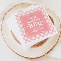 Baby Shower BBQ Blush Pink and White Gingham Plaid