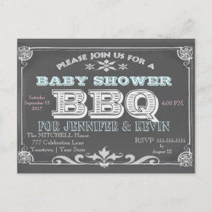 Baby Shower   BBQ   Chalkboard Invitation Postcard