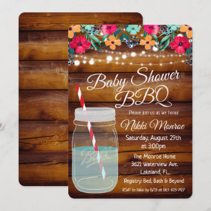 Baby Shower BBQ Mason Jar Invitation