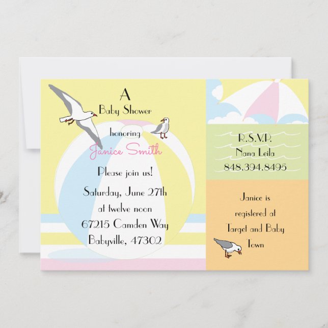 Baby Shower Beach Ball Invitation (Front)