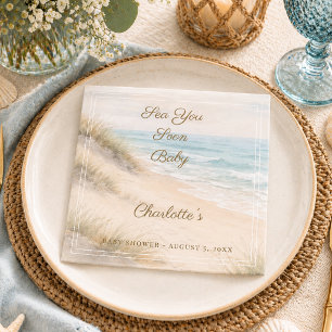 Baby Shower beach summer Sea You Soon Napkin