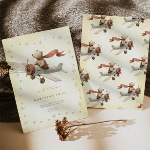 Baby Shower Bear Airplane Invite
