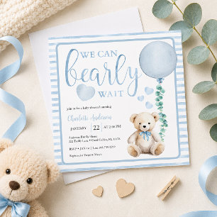 Baby shower Bearly Wait Teddy Bear Invitation