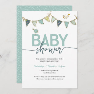 Baby shower Bébé Bébé Bleu Turquoise Invitation