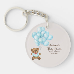 Baby shower bébé bleu ours Porte - clé acrylique