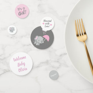 Baby shower bébé éléphant fille Confetti