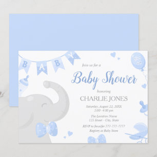 Baby shower bébé éléphant Invitations garçon