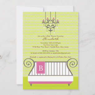 Baby shower bébé enfant Invitation chic fille rose