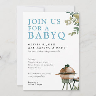 Baby shower bébé Q garçon BBQ Invitation
