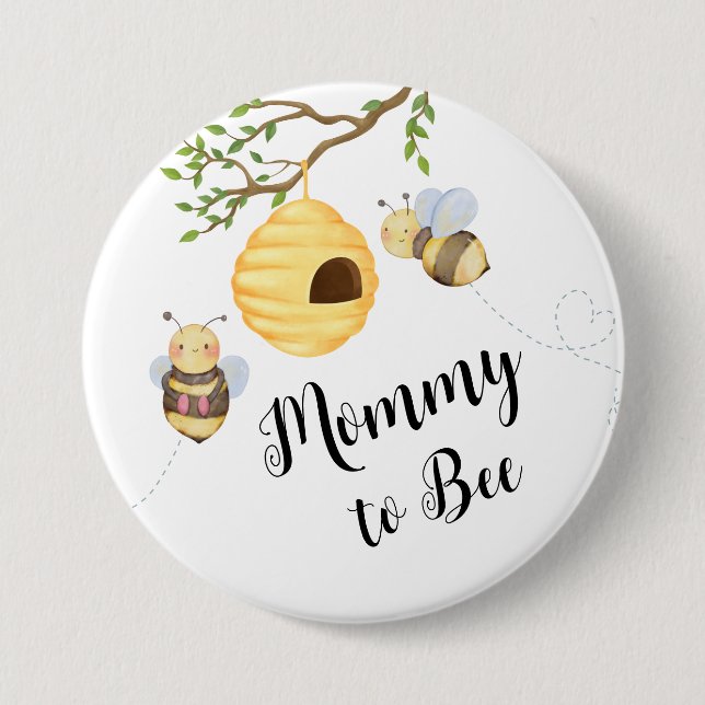 Baby Shower Bee Pins - Add your custom name to bee (Front)