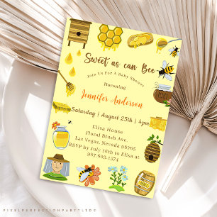 Baby Shower Bee Sweet As Can Bee  Invitation