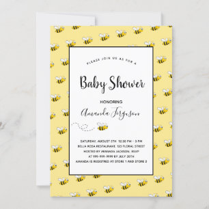 Baby shower bees yellow cute invitation