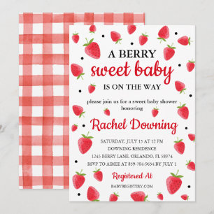 Baby shower Berry Sweet Strawberry Invitation
