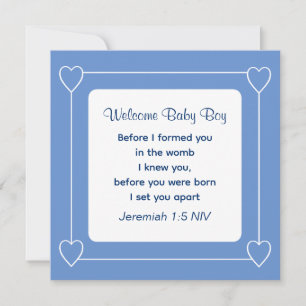 Baby shower Bible Verse Bleu Gratté Invitation