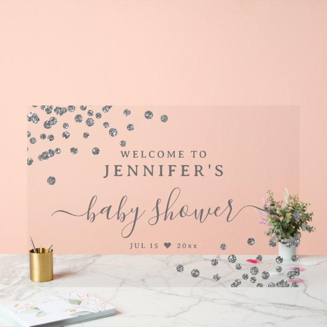 Baby shower Bienvenue Parties scintillant argent C (Mariage)