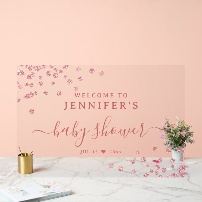 Baby shower Bienvenue Rose Parties scintillant or  (Mariage)