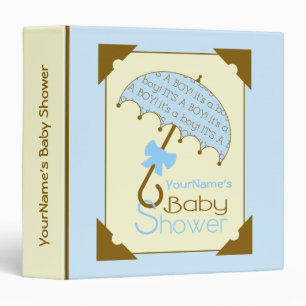 Baby Shower Binder -Blue & Brown Umbrella
