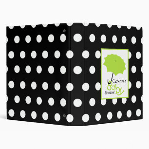 Baby Shower Binder Green Umbrella & Polka Dots