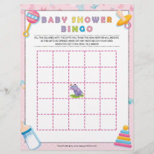 Baby Shower Bingo [Baby Basics Pink] Letterhead
