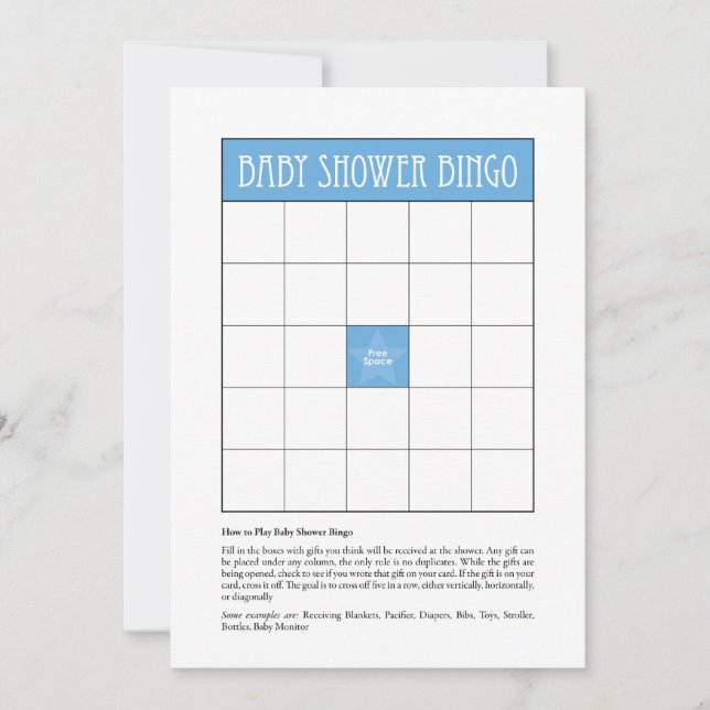 Baby Shower Bingo - Blue (Front)