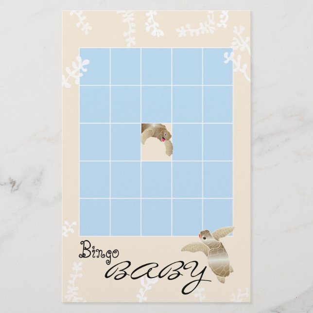 Baby Shower BINGO "Blue/Cream Turtle" Flyer (Front)