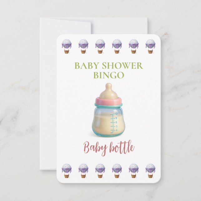 Baby Shower Bingo Card, Funny Game- Baby Bottle (Front)