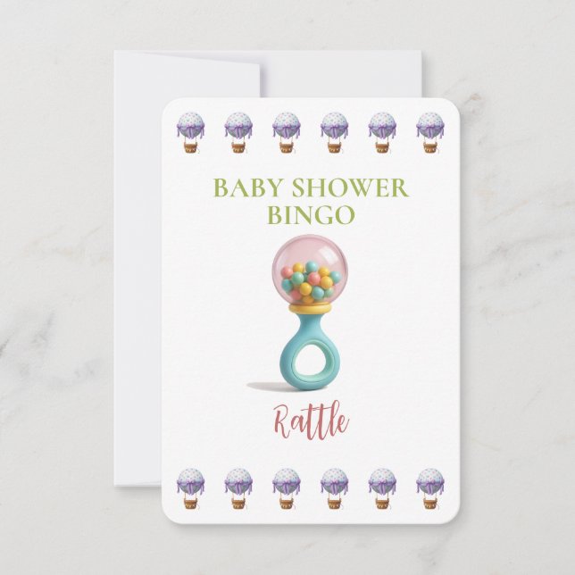 Baby Shower Bingo Card, Funny Game- Rattle (Front)