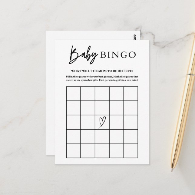 Baby Shower Bingo Card Game (Front/Back In Situ)