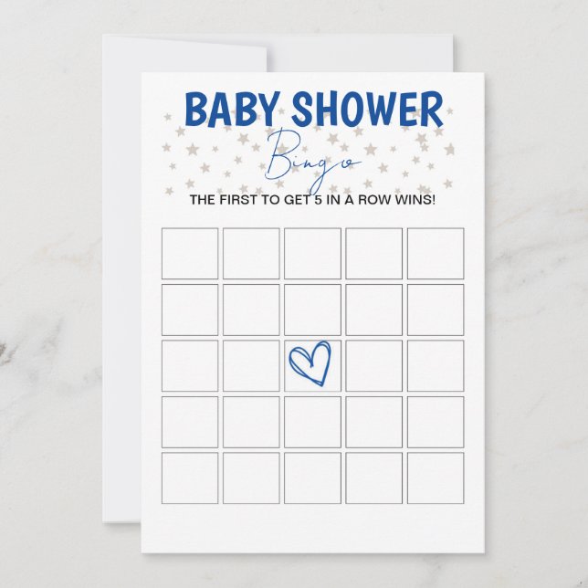 Baby Shower Bingo Game Blue Invitation (Front)
