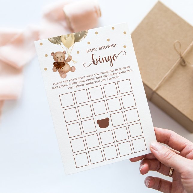 Baby Shower Bingo Game Teddy Bear Card (Creator Uploaded)