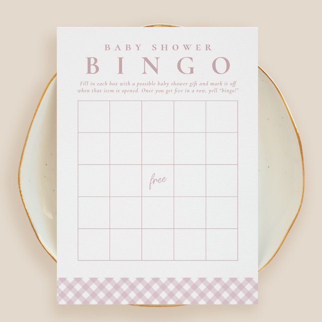 Baby shower bingo mignon rose en vichy carte (Créateur téléchargé)
