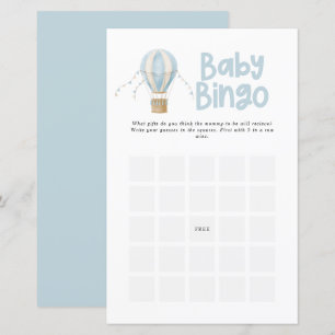 Baby shower bingo modern elegant hot air balloon