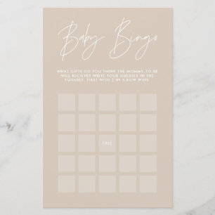 Baby shower bingo modern elegant natural beige