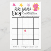 Baby Shower  Bingo Pink Lion Girl Game Card 