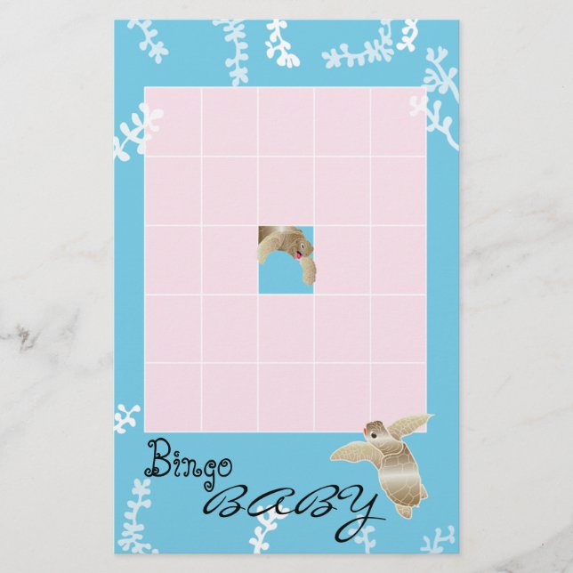 Baby Shower BINGO "Pink/Turquoise Turtle" Flyer (Front)