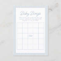 Baby shower bingo seersucker blue white stripe