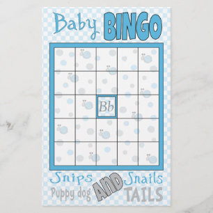 Baby Shower BINGO "Snips and Snails" Flyer