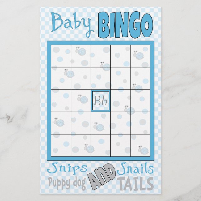 Baby Shower BINGO "Snips and Snails" Flyer (Front)