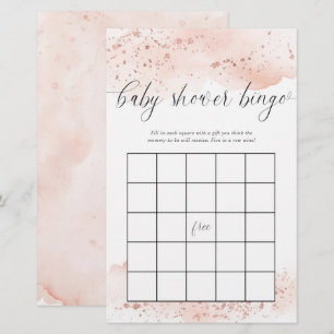 Baby shower bingo watercolor rose gold pink