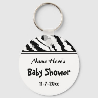 Baby Shower Black and White Zebra Pattern. Custom. Keychain