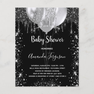 Baby Shower black silver budget invitation Flyer