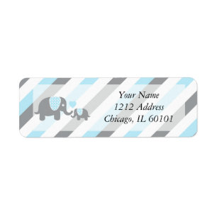 Baby shower blanc, bleu et gris d'éléphants de
