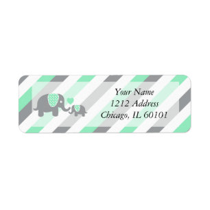 Baby shower blanc, vert et gris d'éléphants de