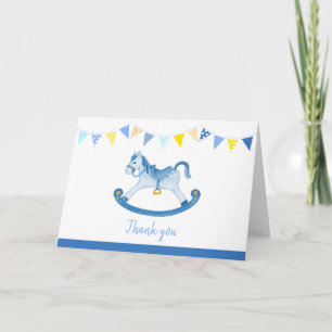Baby shower bleu à cheval à rochers carte de remer