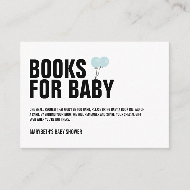 Baby shower Bleu Balloon Apportez Une Carte De Dem (Devant)