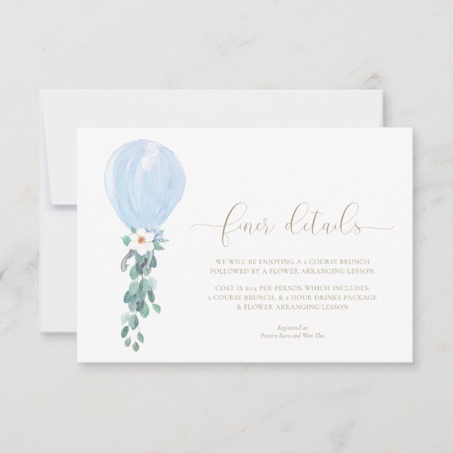 Baby shower Bleu Balloon Finer Détails Cartes (Devant)