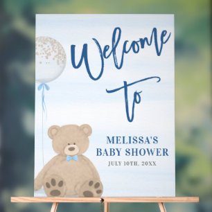 Baby shower Bleu Boy Teddy Bear Bienvenue