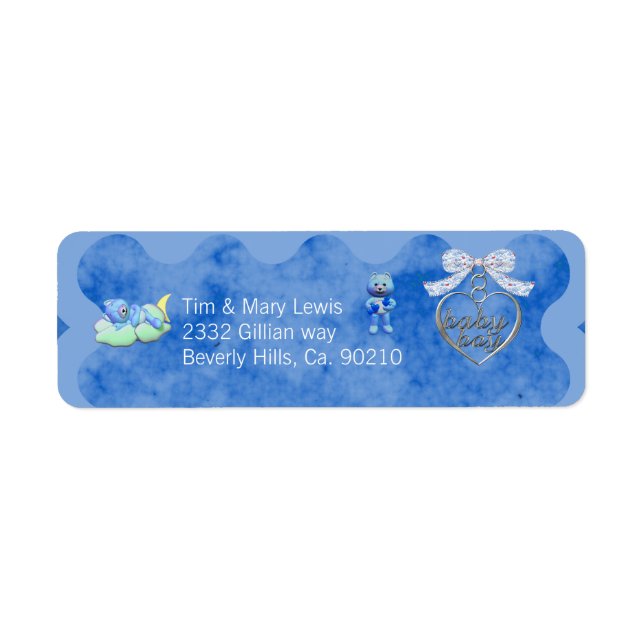Baby shower Bleu Boy Teddy Bear Charm (Devant)